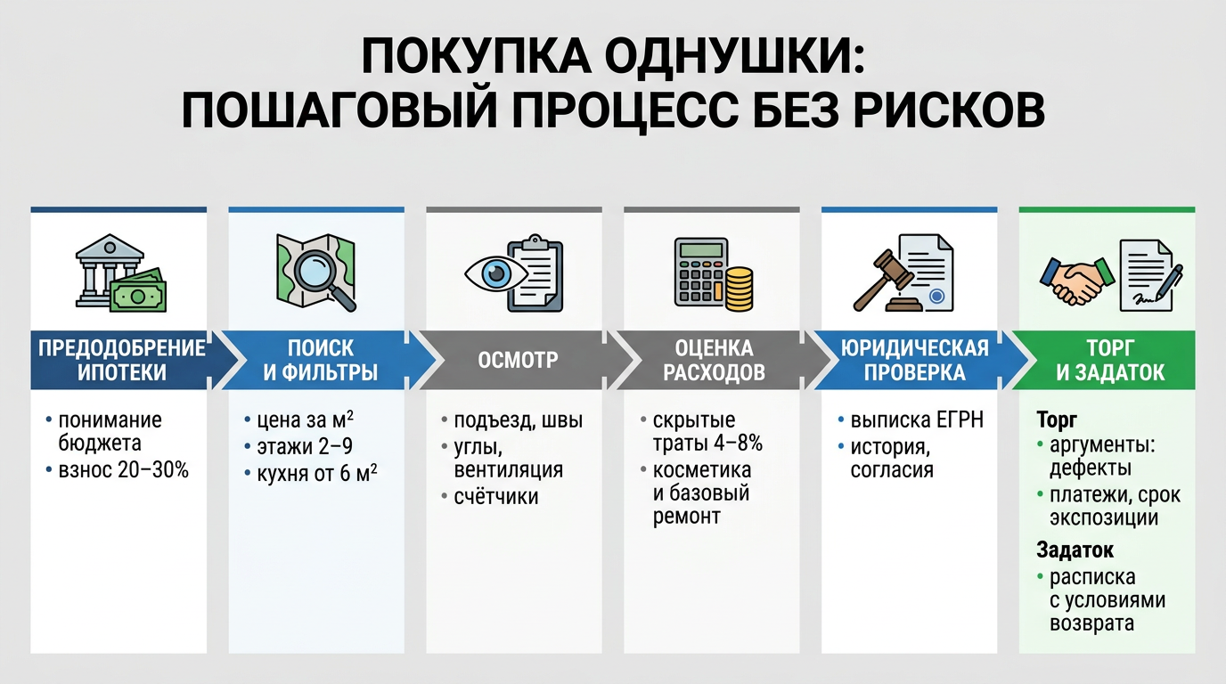 Покупка однушки: пошаговый процесс без рисков